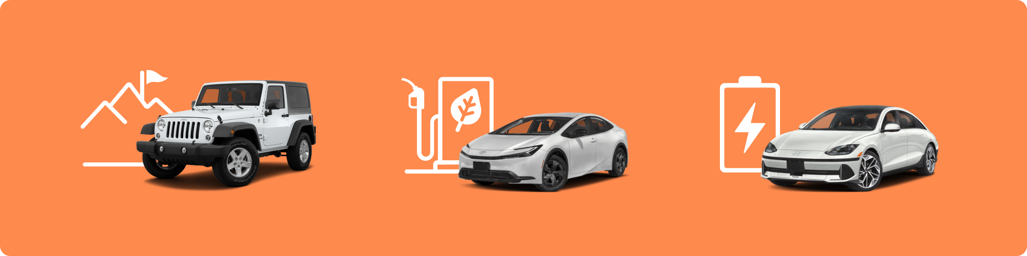 Vehicles by type: Offroad, Hybrid, Electric.