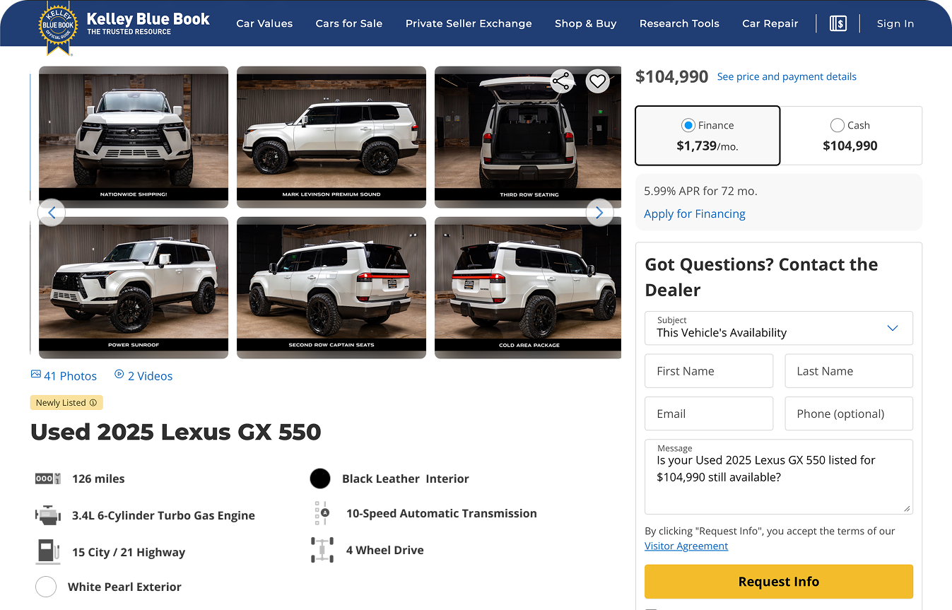 Kelley Blue Book vehicle detail page icon linework